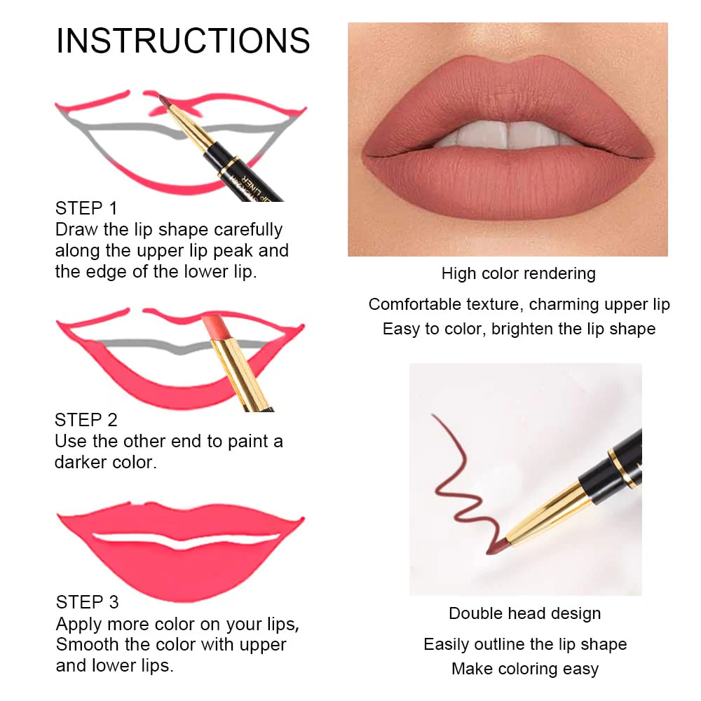 6-Piece Lipstick & Liner Set ~ All-day color and definition in one simple step (All 6 Colors Included). - Image 5