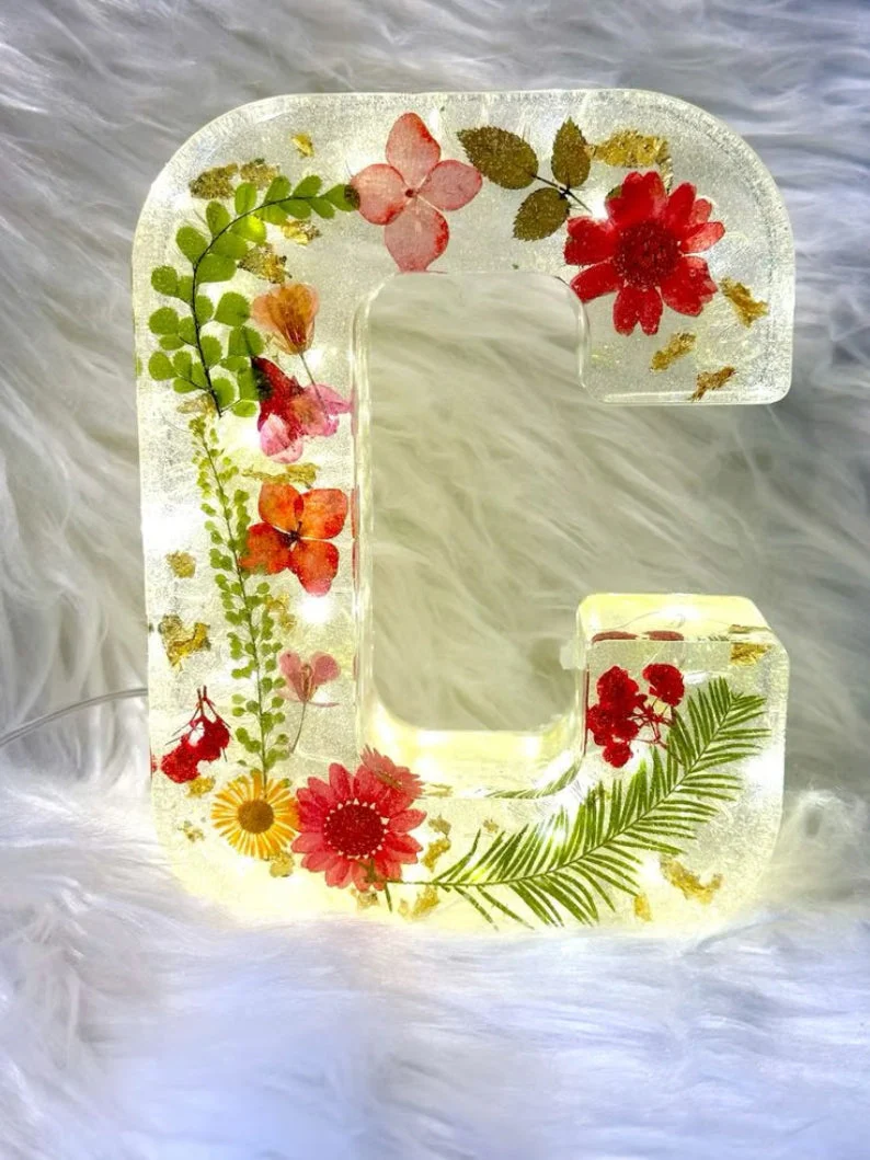 Handmade Floral Resin Night Light ~ Bring artistic light to your home effortlessly. - Image 3