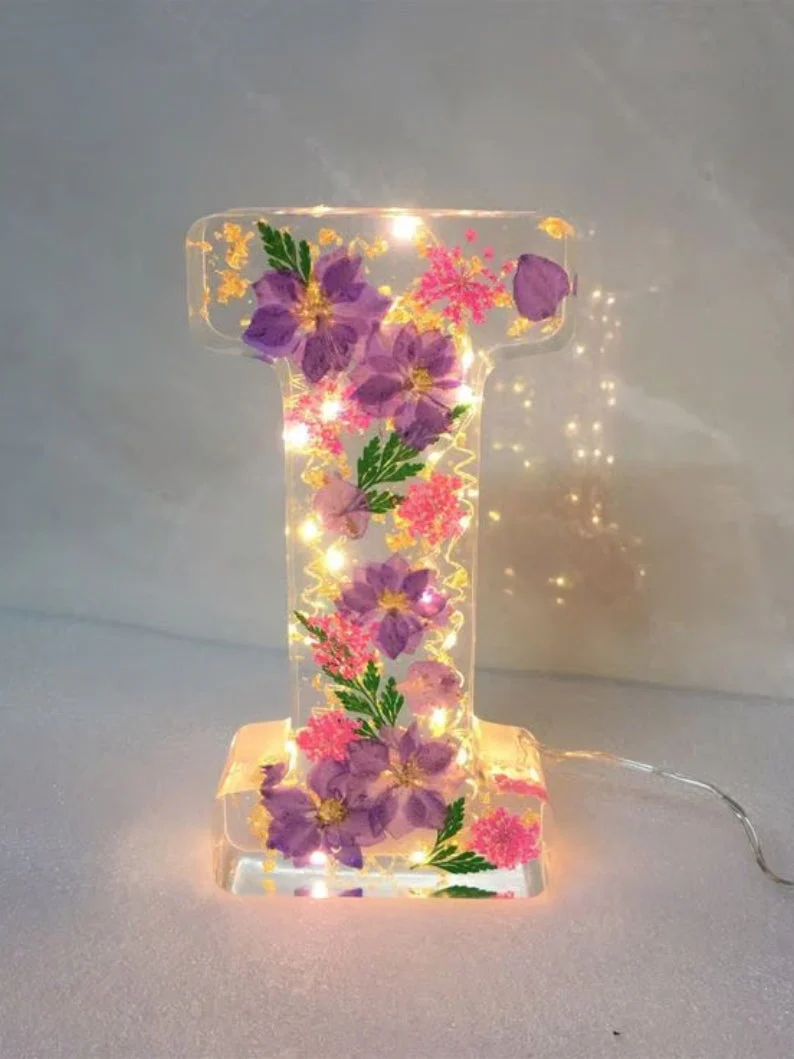Handmade Floral Resin Night Light ~ Bring artistic light to your home effortlessly. - Image 9